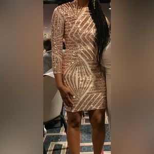 Rose gold sequins minidress size medium
